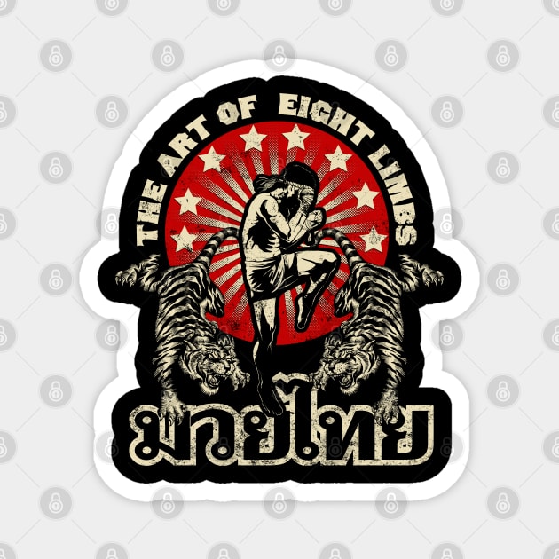 Muya Thai Retro Design Magnet by Black Tee Inc