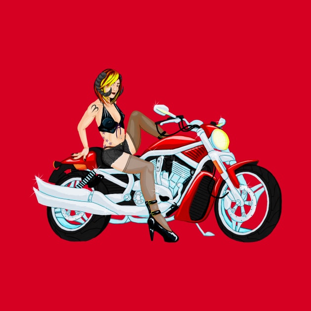 Aries Biker Babe - No BG by Designs by Mad Dad Wolf