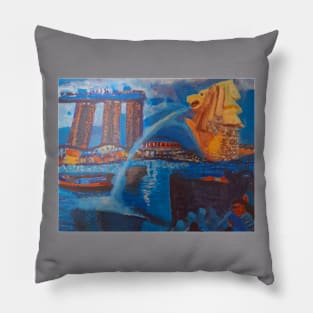 A scenery of the Merlion in Singapore Pillow