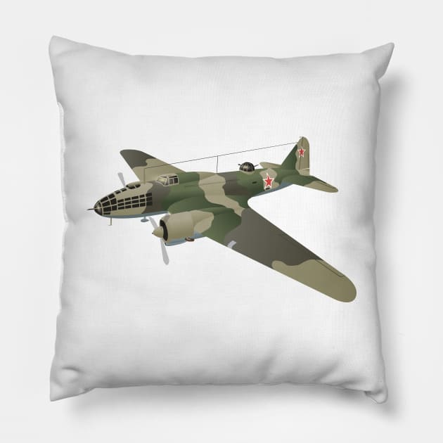 Ilyushin Il-4 Soviet WW2 Bomber Pillow by NorseTech