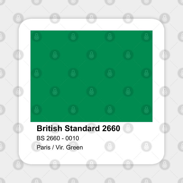 Paris / Vir. Green British Standard 0010 Colour Swatch Magnet by mwcannon