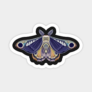 Moth sticker deep blue, turquoise, orange and lila Magnet