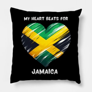 My Heart Beats For Jamaica Flag Pillow