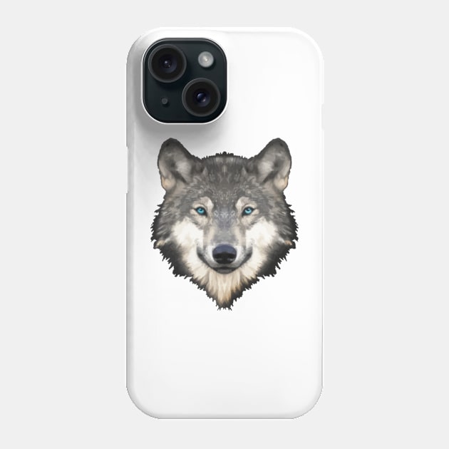 Gray Wolf with Blue Eyes Phone Case by AlmiranWhite