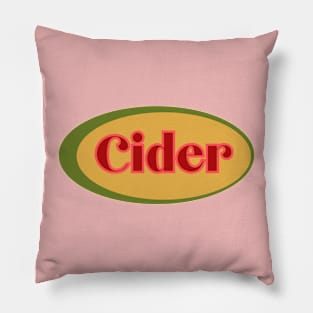 Cider! Retro Vintage Gold and Olive Decal Style Pillow