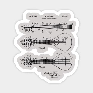 Folk Music Gift Vintage Mandolin Blueprint Magnet