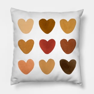 Nine Brown Hearts Pillow