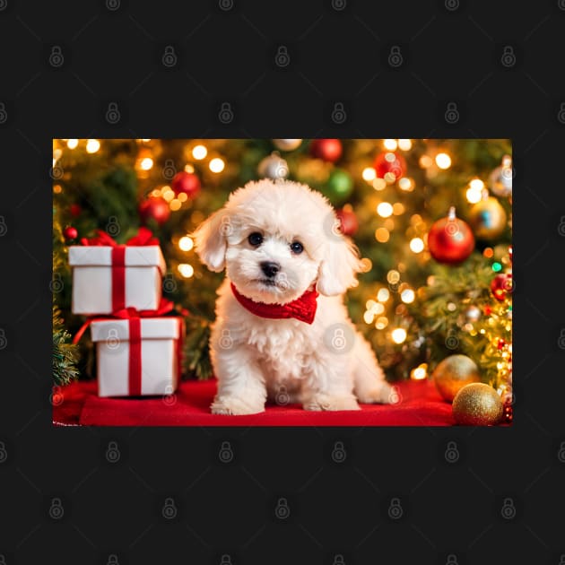 Bichon Frise Puppy with Christmas Gifts by nicecorgi