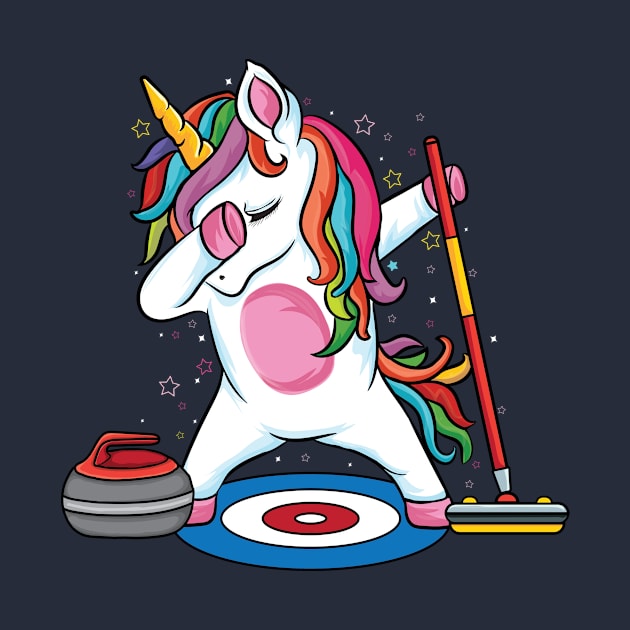 Magical Dabbing Unicorn Curling Design For Curling Player Curling by UNXart