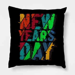 vintage color New Years Day Pillow