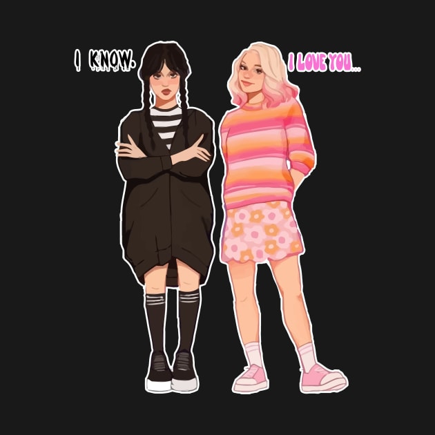Enid and Wednesday by Blackhearttees