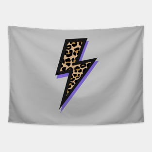 Leopard Print Spots and Purple Lightning Bolts Tapestry