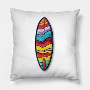 Embroidered Surfboard Patch Design Pillow