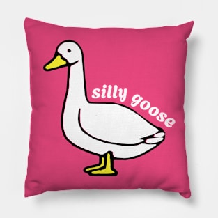 Silly Goose written on cute white Duck Pillow