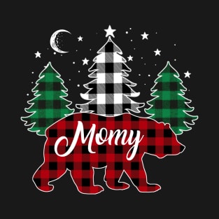 Momy Bear Buffalo Red Plaid Matching Family Christmas T-Shirt