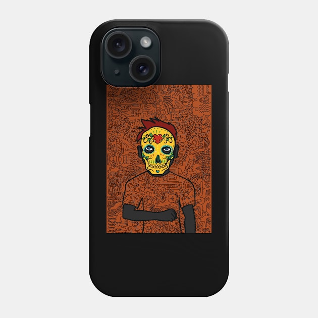 Chainlink NFT - A Link to Imagination: Male Character with Mexican Mask and Blue Eyes Phone Case by Hashed Art