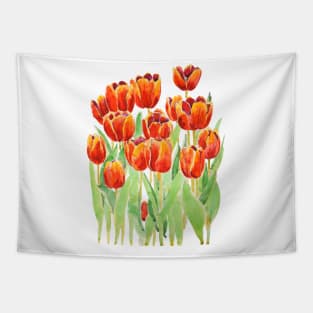 orange tulips  flowers watercolor Tapestry