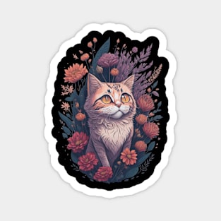 Beautiful cat folwer victor illustration design Magnet