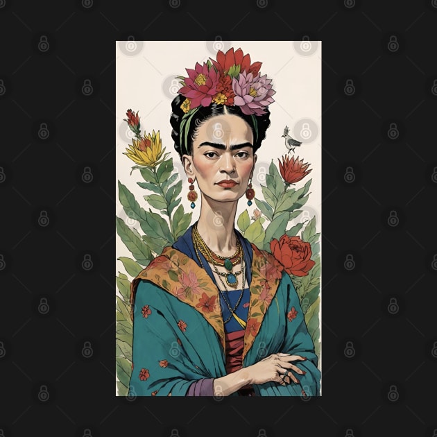 Frida's Floral Dream: Colorful Illustration by FridaBubble