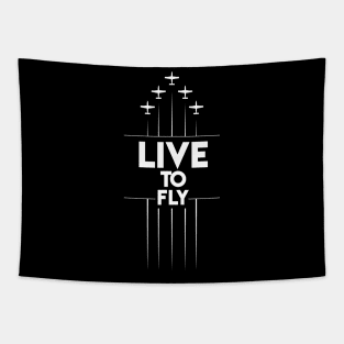 Live to fly White Design Tapestry