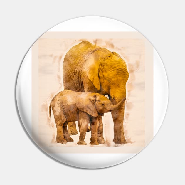 Mother Elephant and her Baby Pin by Custom Autos