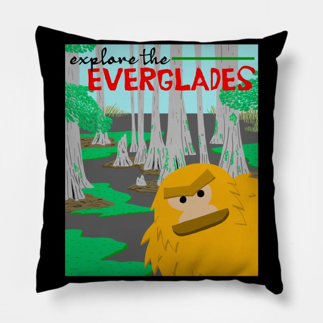 Skunk Ape Explore the Everglades Pillow by SNK Kreatures