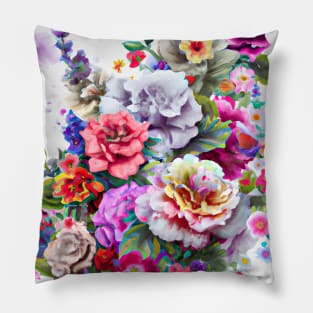 Watercolor Flowers Painting Pillow