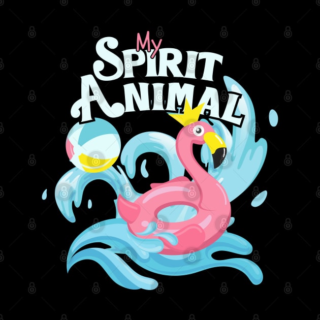 pink flamingo spirit animal, cute flamingo lover gift, swimming pool toy by AdaleCreates