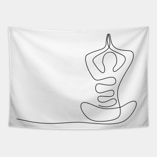 Yoga Continuous One Line Drawing Tapestry