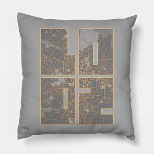 Lodz, Poland City Map Typography - Bauhaus Pillow