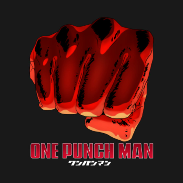 A Single Punch Saitama Fist (Text Bottom) Anime TShirt TeePublic