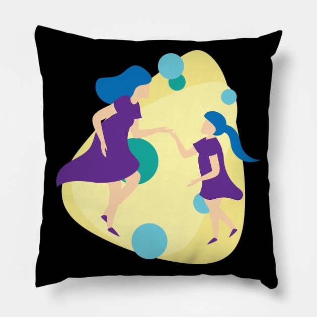 Mom dancing with daughter abstract Pillow by holidaystore