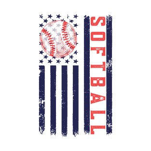 Softball American Flag T-Shirt