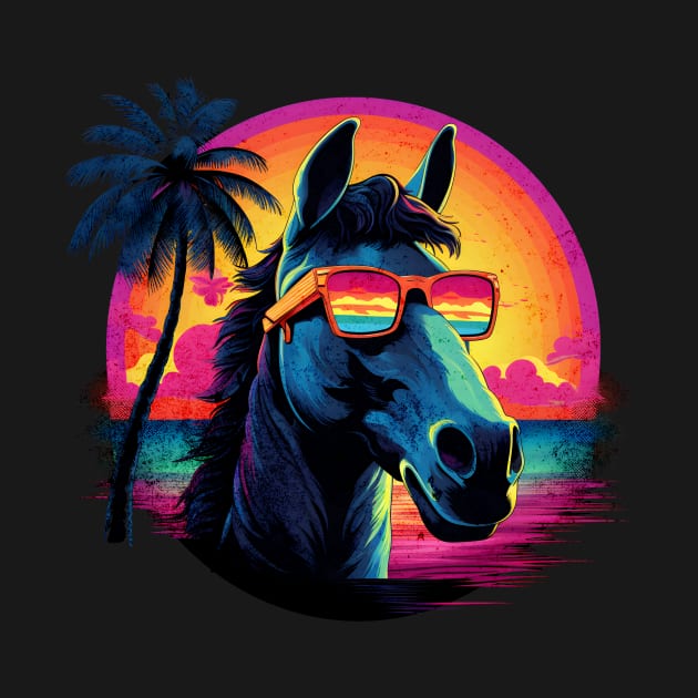 Retro Wave Cleveland Horse by Miami Neon Designs