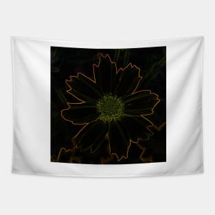 Filtered Black and Yellow Flower With Background Photographic Image Tapestry