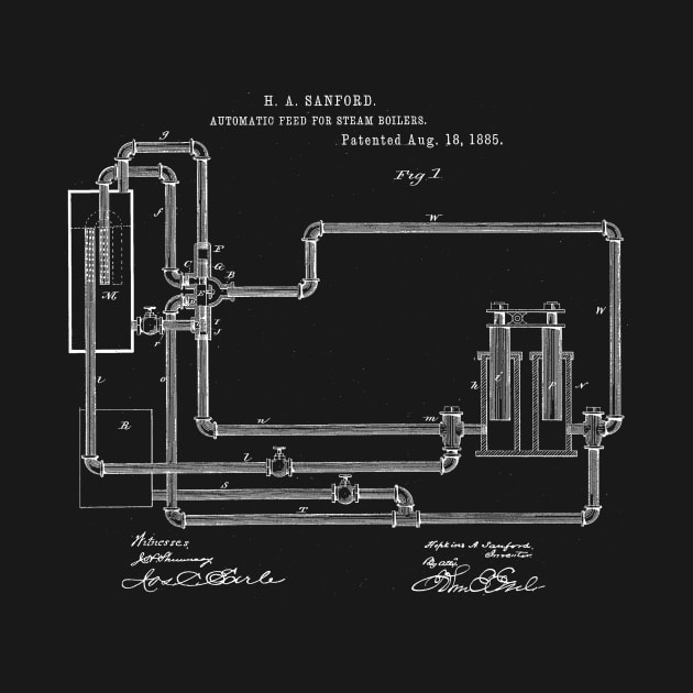 Automatic Feed for Steam Boilers Vintage Patent Hand Drawing by TheYoungDesigns