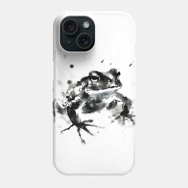 Frog Sumie painting Japanese art style Phone Case by geekmethat