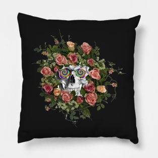 Psychedelic Tripped Out Skull of Death Wreath Pillow