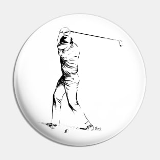 Illustration of a golf player in action. Pin