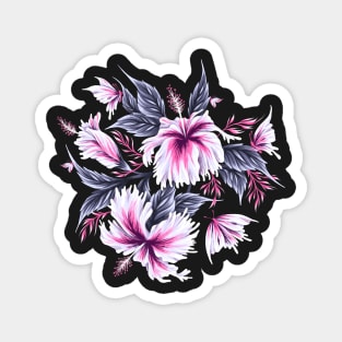 Hibiscus Butterflies - Grey Pink Magnet