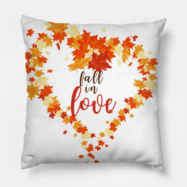 Fall in Love Autumn Design Pillow by Ken Adams Store