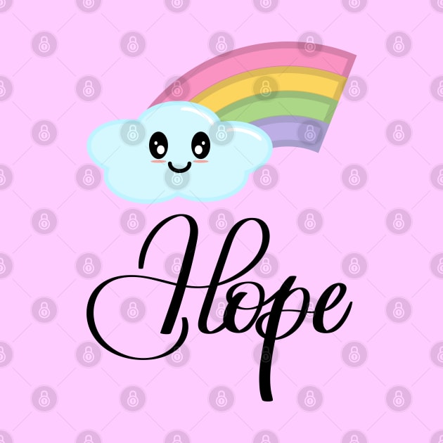 Hope with Kawaii Cute Rainbow Cloud in Pink by Kelly Gigi
