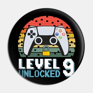 Level 9 Unlocked Vintage Retro Gaming Pin