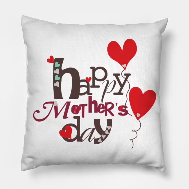 Ballons Love Heart Mother Day Pillow by barkalowtaraj