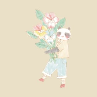 Panda With Flowers T-Shirt