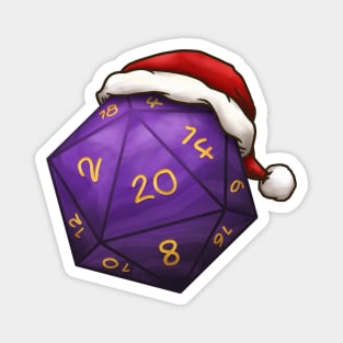 Christmas D20 Dice Purple Magnet