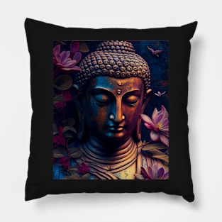 Meditation Buddha Art - painting, and mix drawing, painting and digital Pillow