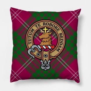 Clan Crawford Crest over Tartan Pillow