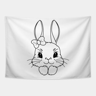 Funny and Cute  Rabbit ,happy Easter cartoon, Cartoon style Tapestry