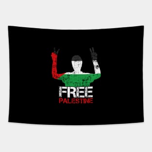 Free Palestine - Palestinian Flag On Palestinian Citizen Tapestry